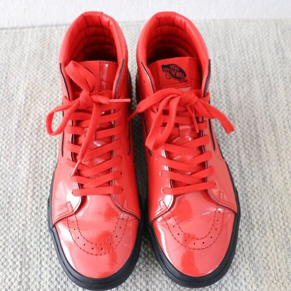 Vans x David Bowie Sk8-Hi Red Patent Leather High Top Sneakers Women 9 / Men 7.5 - Picture 14 of 14